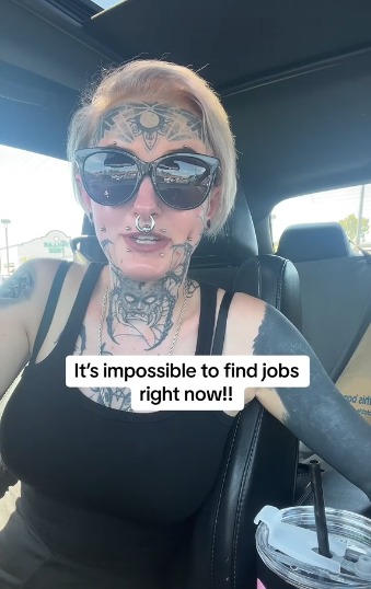 A young woman with facial tattoos and piercings confronted TJ Maxx employees after she was rejected a job.