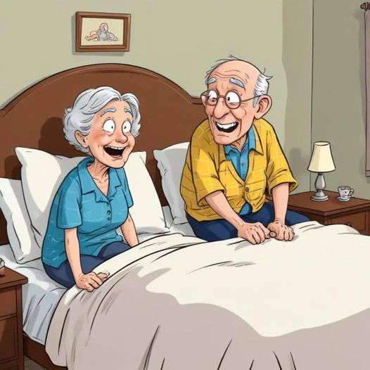 An elderly couple had just crawled into bed when the old man let!