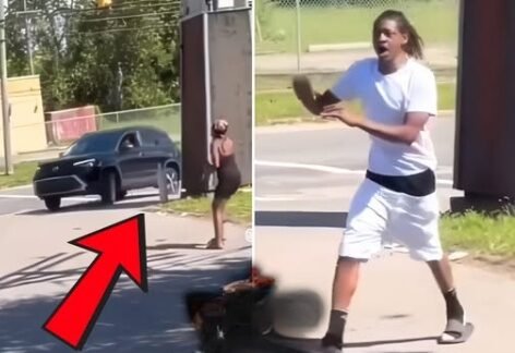 GTA IN REAL LIFE Cleveland Streets Got Wild… Woman Popped Dude’s Tires With A Knife And He Spun The Block Right Back Running Her Over