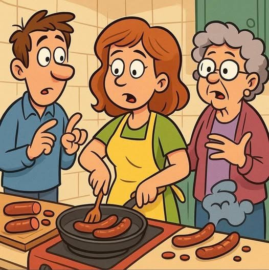 A man watched his wife preparing dinner