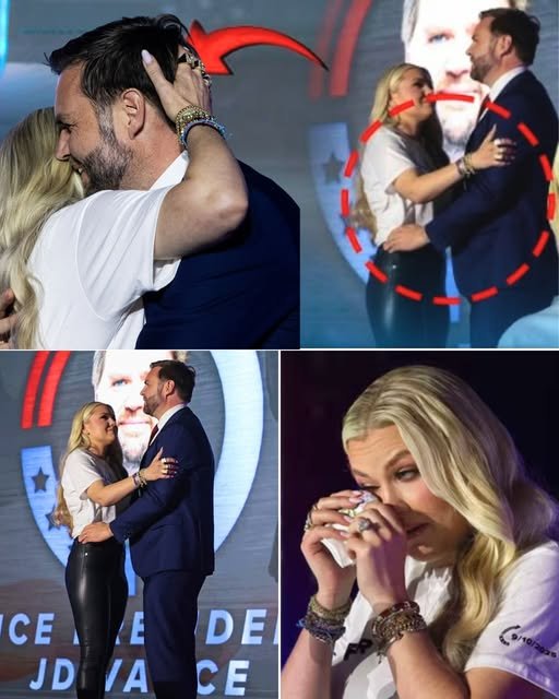 “Her hand said what words couldn’t.” What was meant to be a solemn tribute has now exploded into controversy — after Vice President JD Vance was caught in a “too intimate” embrace with Erika Kirk, the widow of slain activist Charlie Kirk